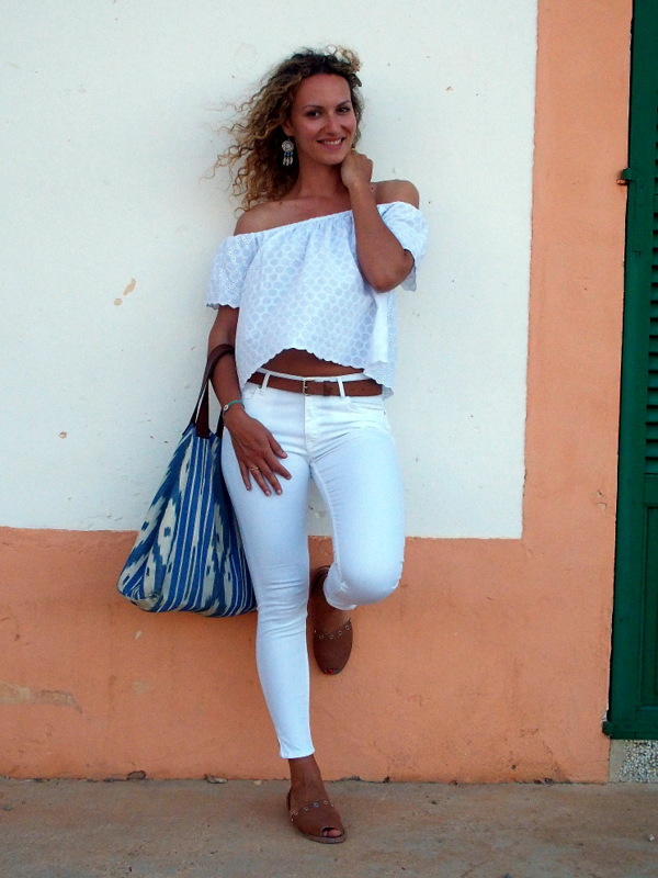 jean blanc crop top total look blanc ootd summer 2015 blog mode Toulouse