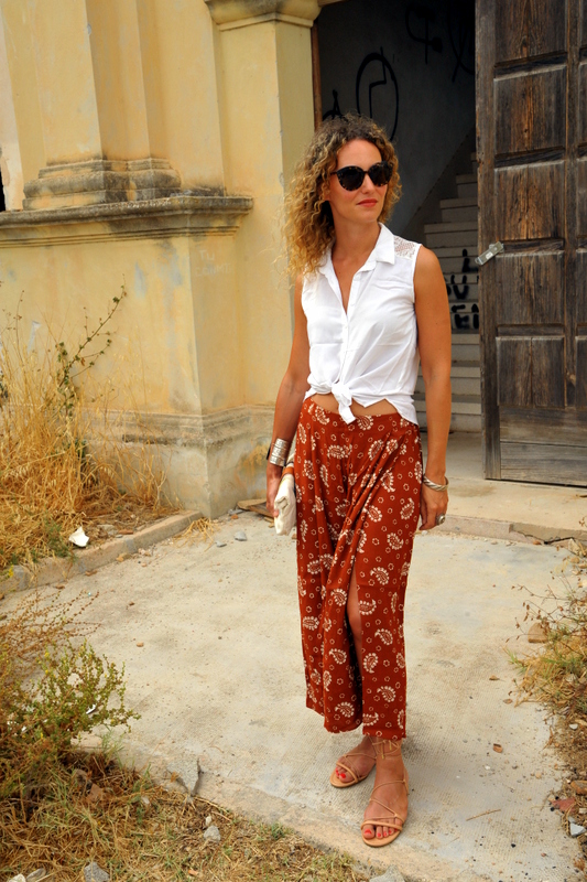 jupe culotte culotte spartiates look boho summer outfit blogger blog mode rock my casbah