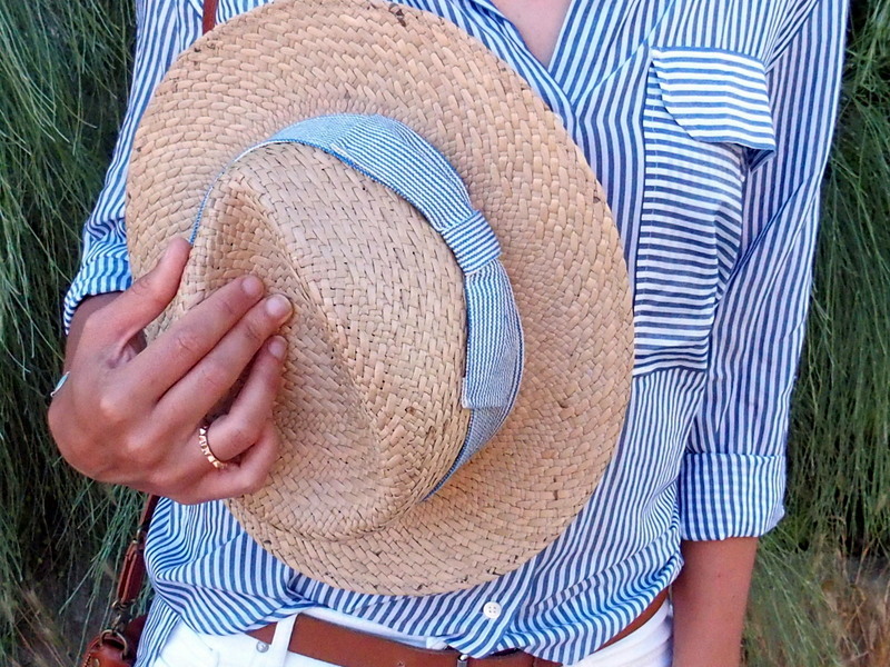 chemise rayée jean blanc chapeau summer outfit rock my casbah son noguera